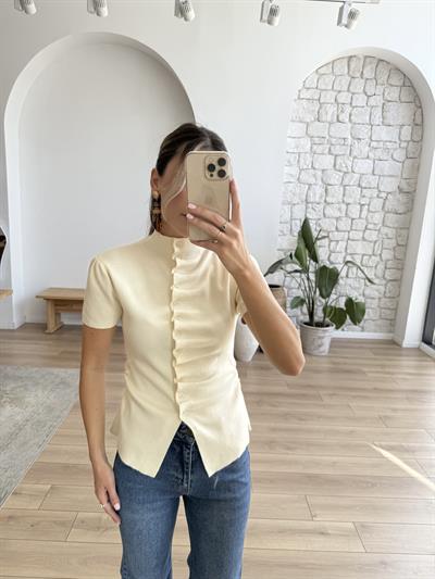 Loli Krem Rengi Triko Bluz