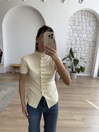 Loli Krem Rengi Triko Bluz