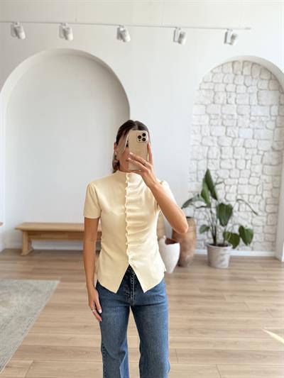 Loli Krem Rengi Triko Bluz