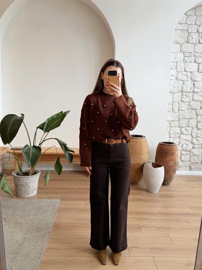 Lou Kemerli Kahverengi Jean