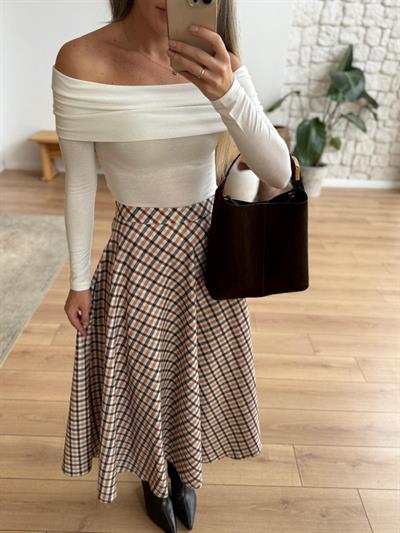 Madonna Yaka Uzun Kollu Ekru Bluz