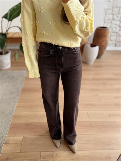 Mae Kesik Paça Kahverengi Jean