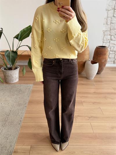 Mae Kesik Paça Kahverengi Jean