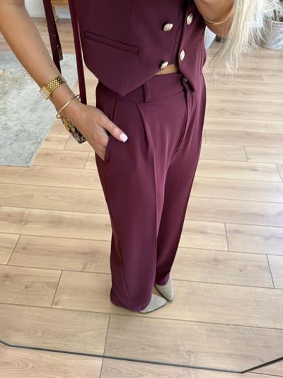 Melina Bordo Yelek-Pantolon Takım
