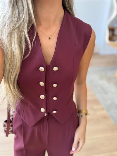 Melina Bordo Yelek-Pantolon Takım