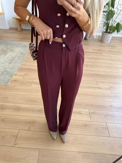 Melina Bordo Yelek-Pantolon Takım