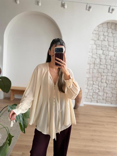 Melina Krem Gömlek Bluz