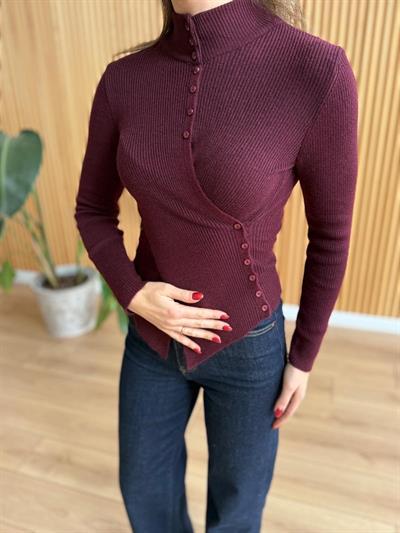 Merlin Mürdüm Triko Bluz 