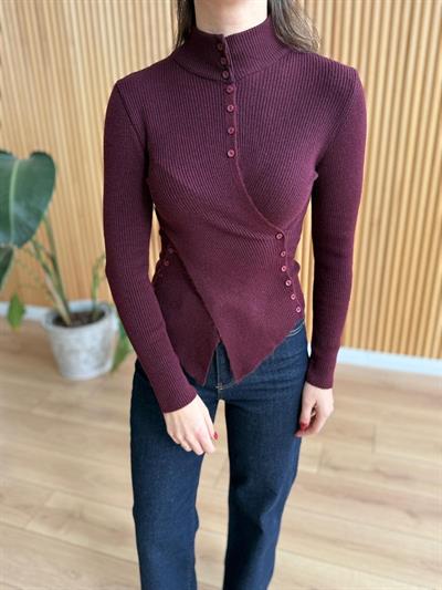 Merlin Mürdüm Triko Bluz 