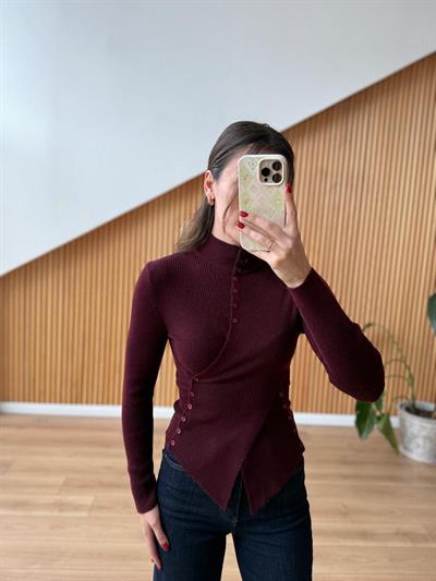 Merlin Mürdüm Triko Bluz 