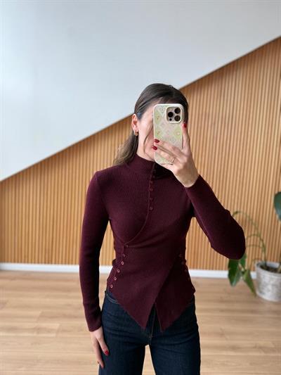 Merlin Mürdüm Triko Bluz 