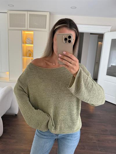 Merserize Çağla Yeşili Triko Bluz