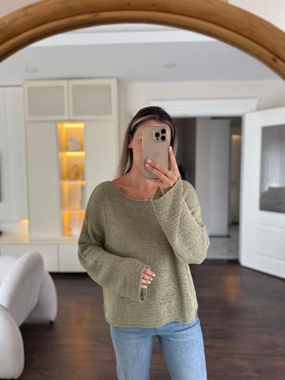 Merserize Çağla Yeşili Triko Bluz