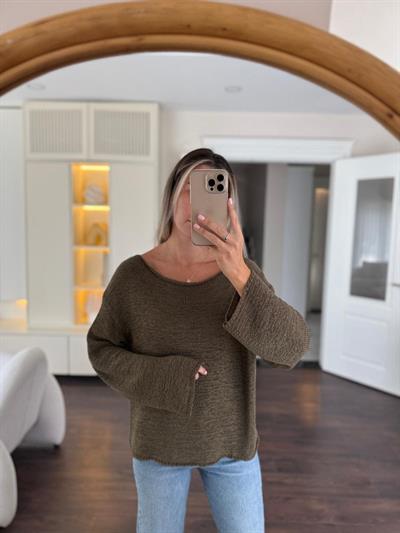 Merserize Haki Triko Bluz