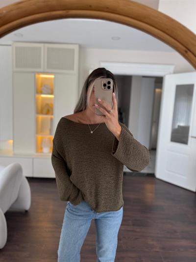 Merserize Haki Triko Bluz