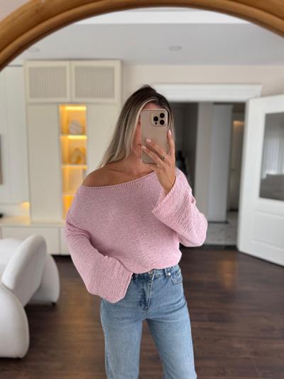 Merserize Pembe Triko Bluz