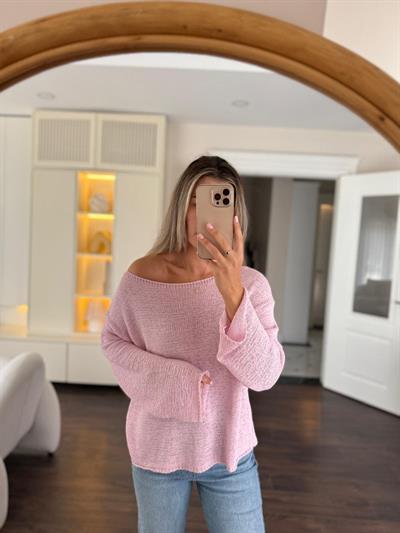 Merserize Pembe Triko Bluz