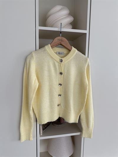 Metal Düğmeli Sarı Hırka