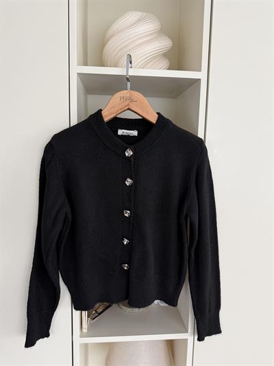 Metal Düğmeli Siyah Hırka