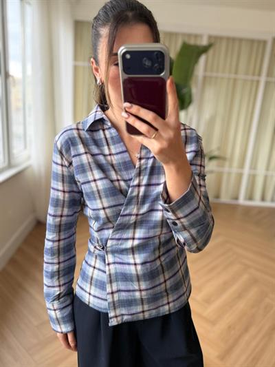Mia Mavi Ekose Gömlek