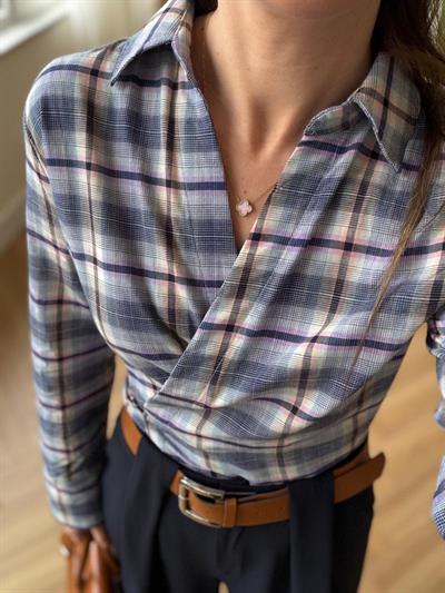 Mia Mavi Ekose Gömlek