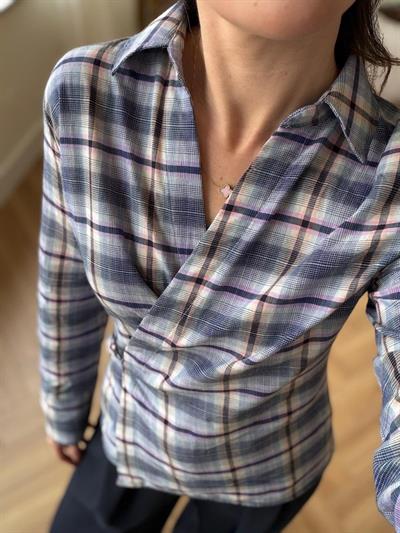 Mia Mavi Ekose Gömlek