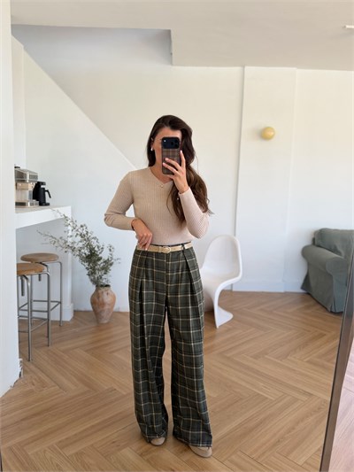 Mila Pileli Ekose Pantolon
