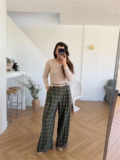 Mila Pileli Ekose Pantolon
