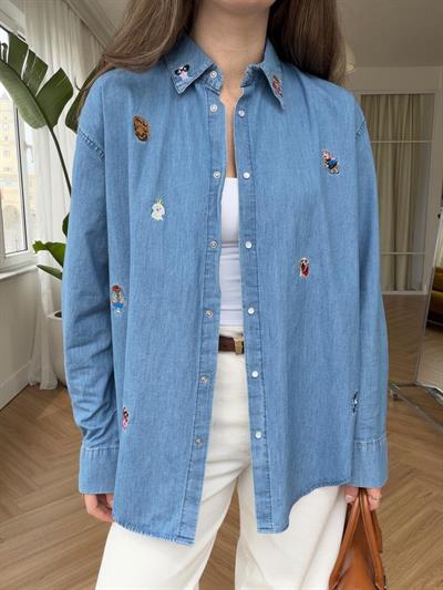 Nakışlı Denim Gömlek