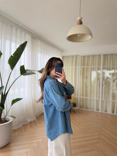 Nakışlı Denim Gömlek