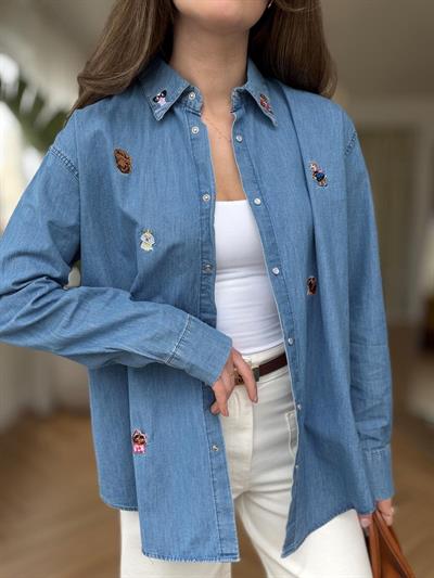 Nakışlı Denim Gömlek