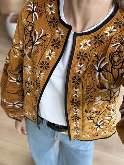 Nakışlı Fitilli Kadife İnce Ceket