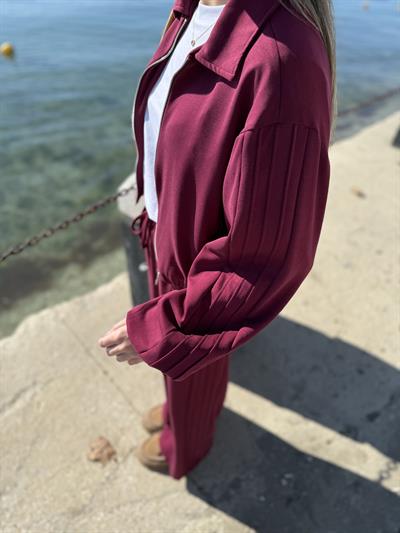 Nervürlü Modal Sweatshirt ve Pantolon Takım