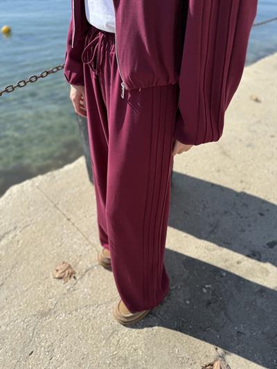 Nervürlü Modal Sweatshirt ve Pantolon Takım