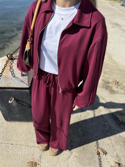 Nervürlü Modal Sweatshirt ve Pantolon Takım