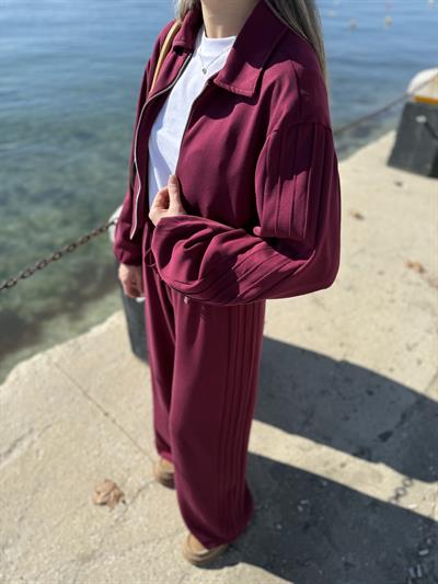 Nervürlü Modal Sweatshirt ve Pantolon Takım