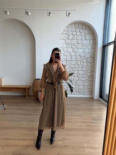 Olida Puantiyeli Şifon Elbise