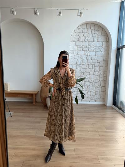 Olida Puantiyeli Şifon Elbise
