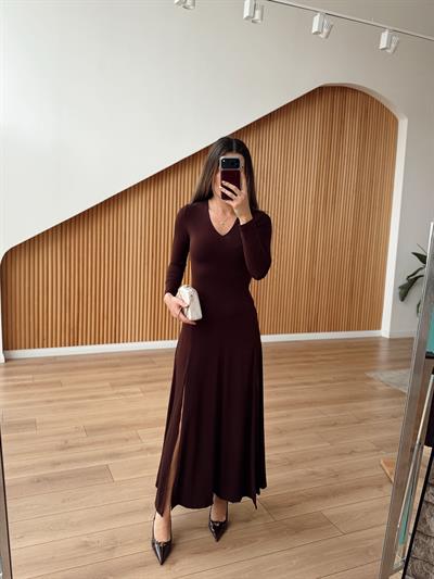Olly Kahverengi Maxi Elbise