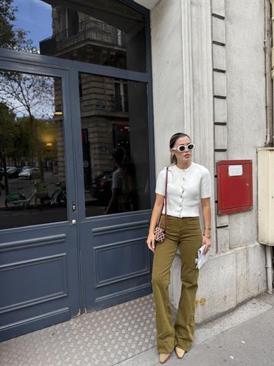 Ön Cepli İspanyol Paça Haki Jean