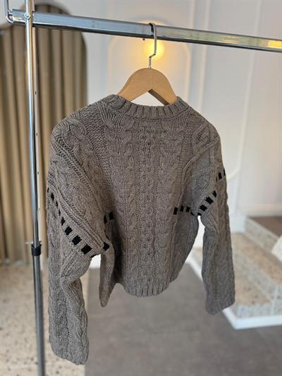 Örgü Şeritli Vizon Kazak