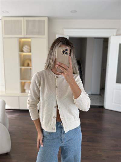 Parıltılı Ekru Hırka