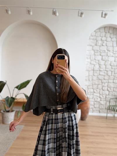 Pelerinli Antrasit Hırka