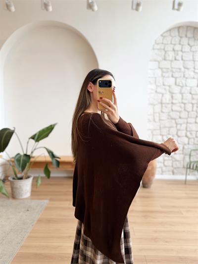 Pelerinli Kahverengi Triko