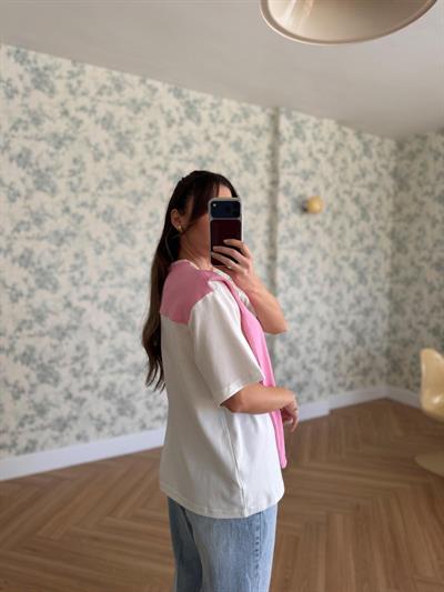 Pembe Şal Detaylı Tshırt