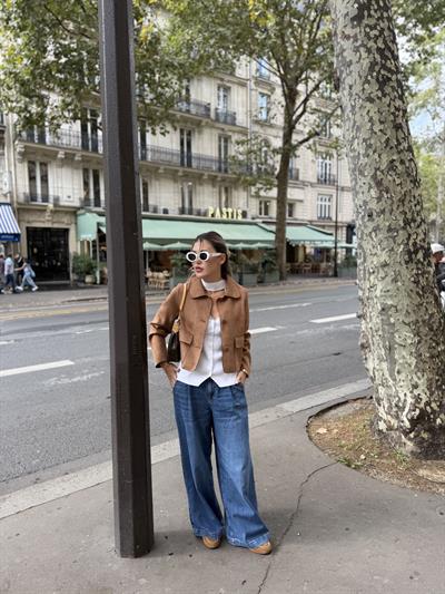 Pileli Koyu Mavi Jean Pantolon