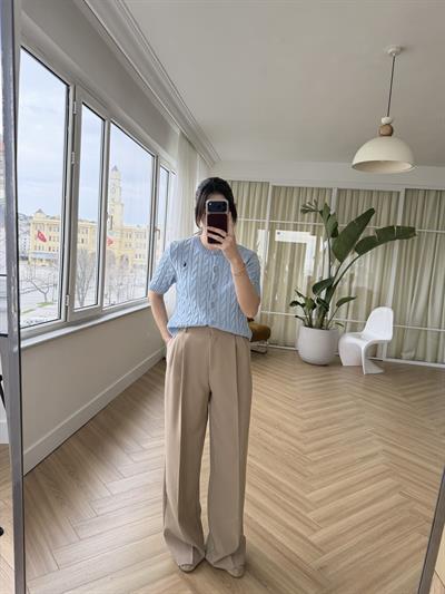 Premium Poliviskon Kumaş Camel Pantolon
