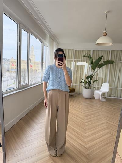 Premium Poliviskon Kumaş Camel Pantolon
