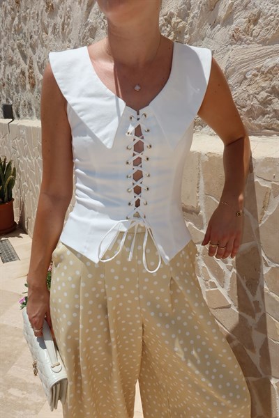 Puantiyeli Sarı Pantolon