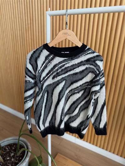 Anita Pul İşlemeli Desenli Gri Kazak